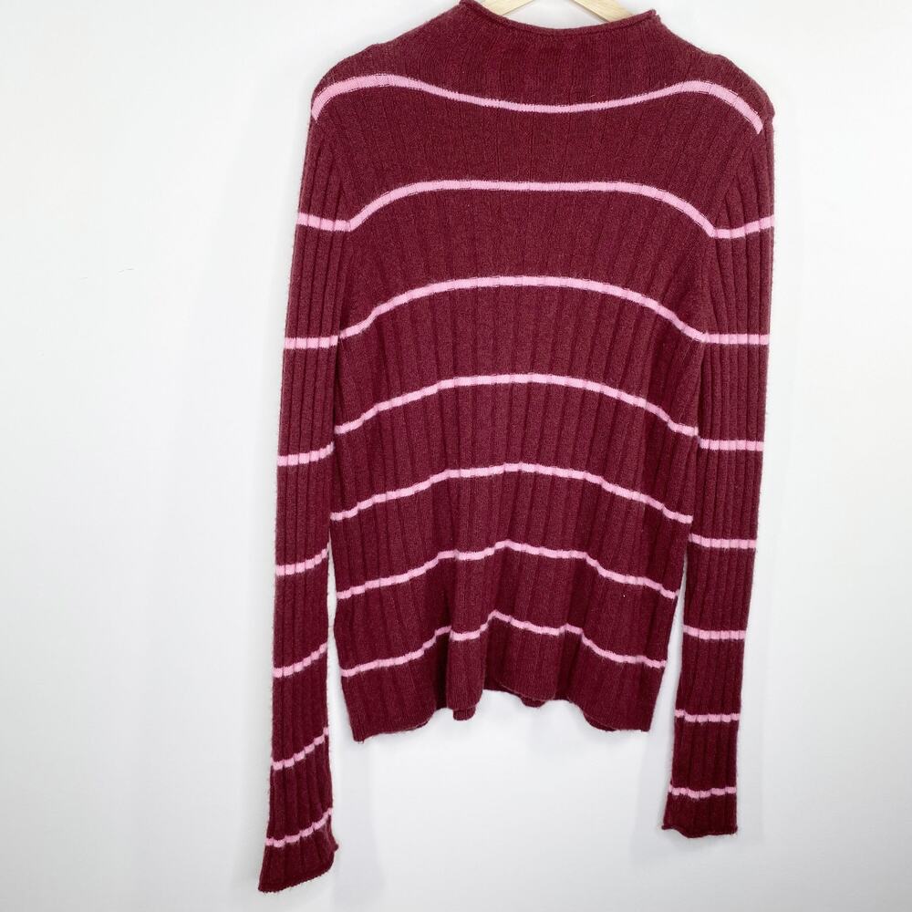 Madewell Burgundy Pink Striped Evercrest Turtleneck Sweater Women's Plus Size 1X - Picture 3 of 9